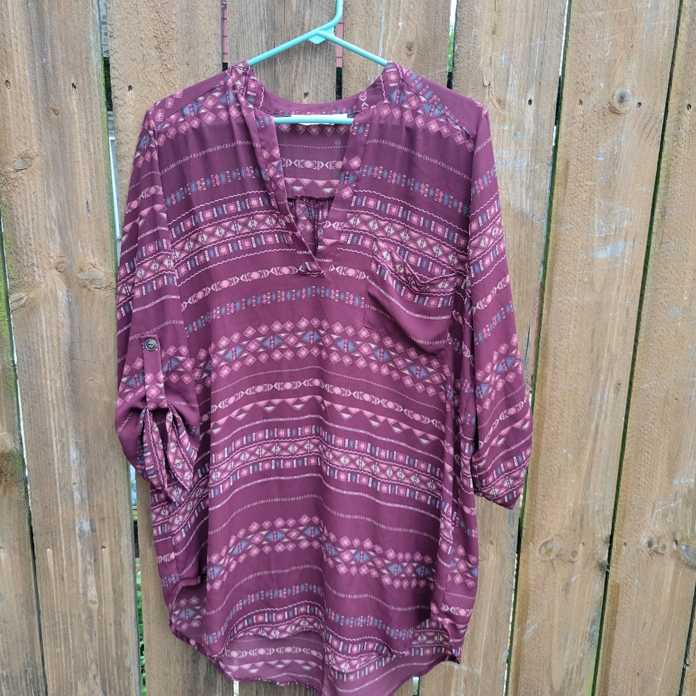 Lush Southwestern print tunic Women Sz L